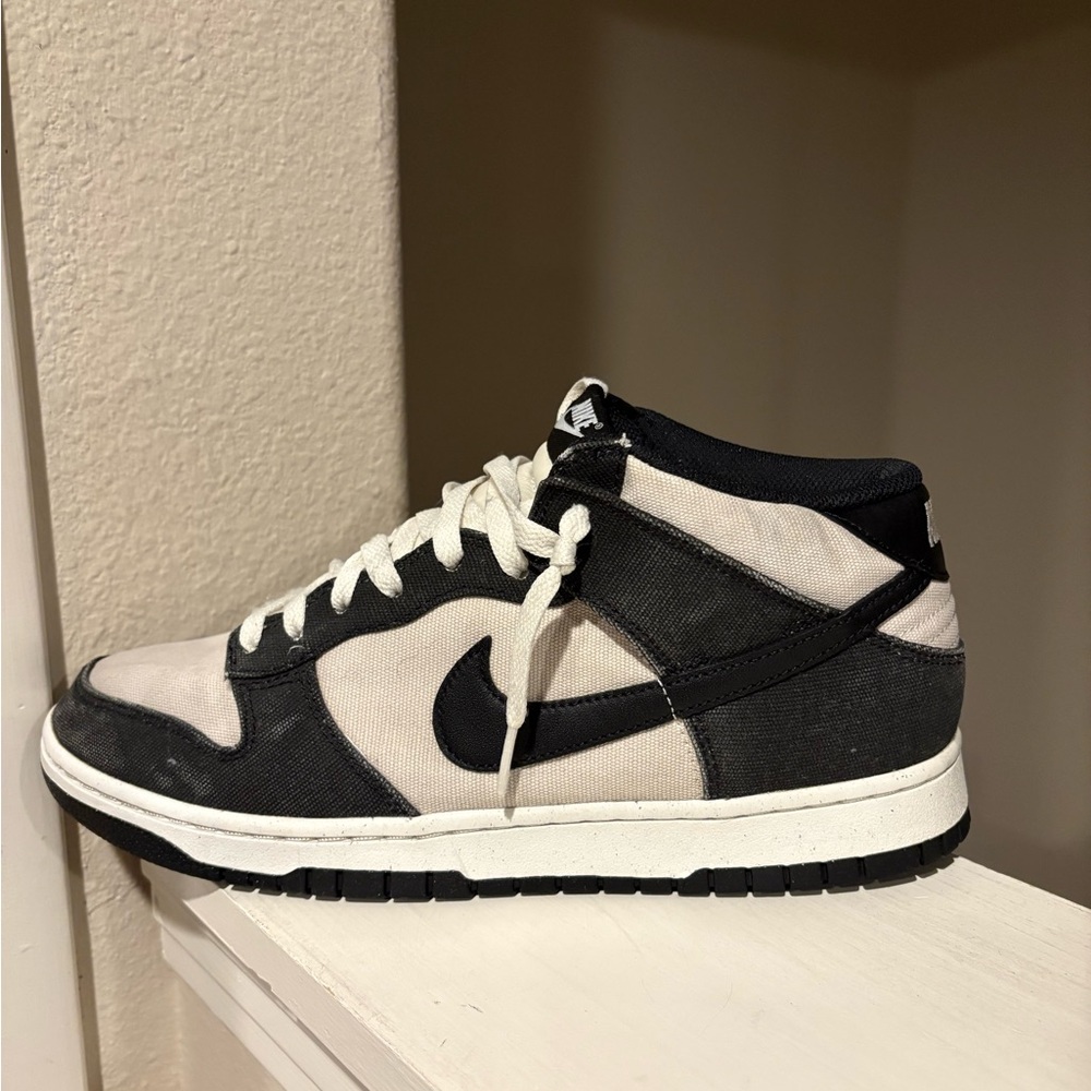 Nike Dunk Mid 'Panda' Sail/Black-Sail-Black Canvas DV0830-102 Mens Size 10.5 - Picture 4 of 9
